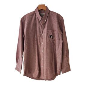 Florida State Seminoles Button Up Shirt Long Sleeve Red White Check Medium
